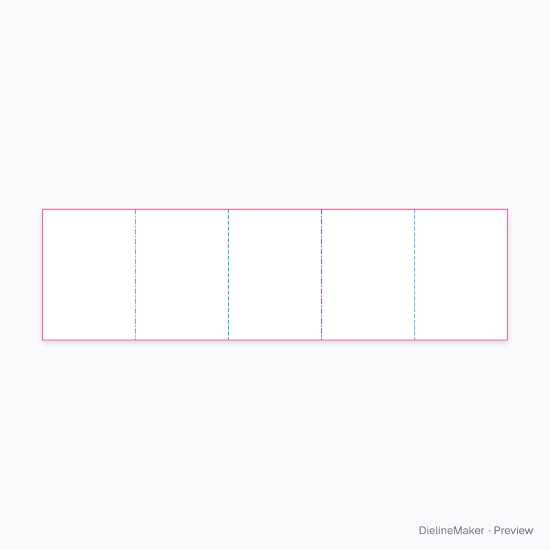 A6 five-panel concertina flat dieline