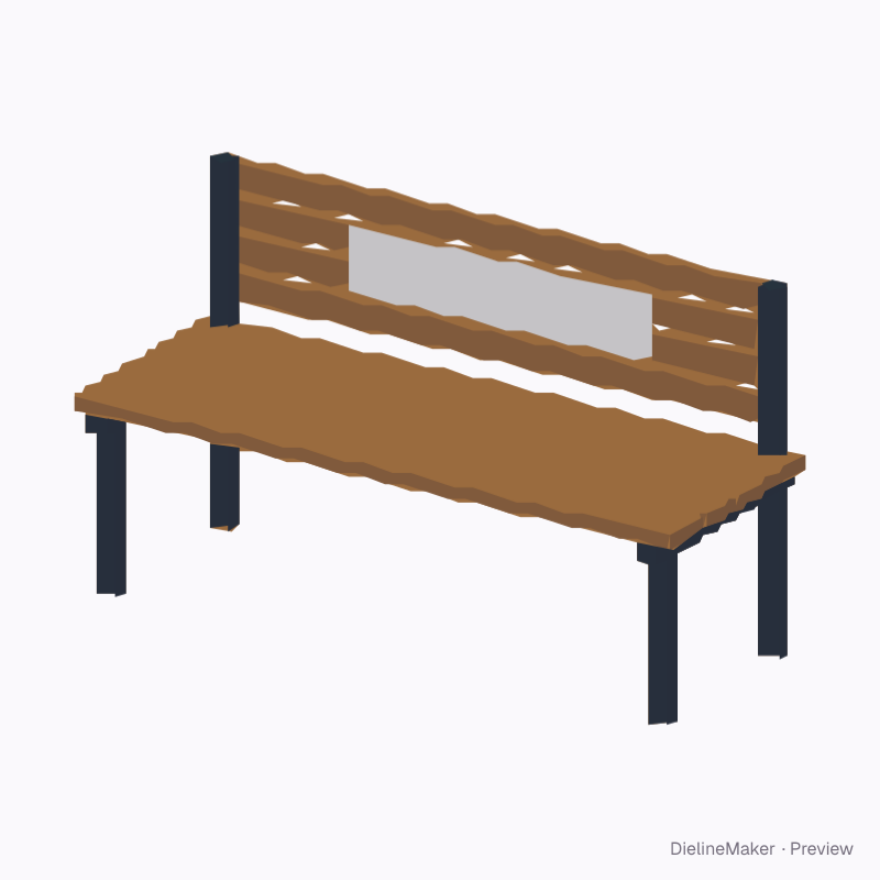 Park bench with printed back plate