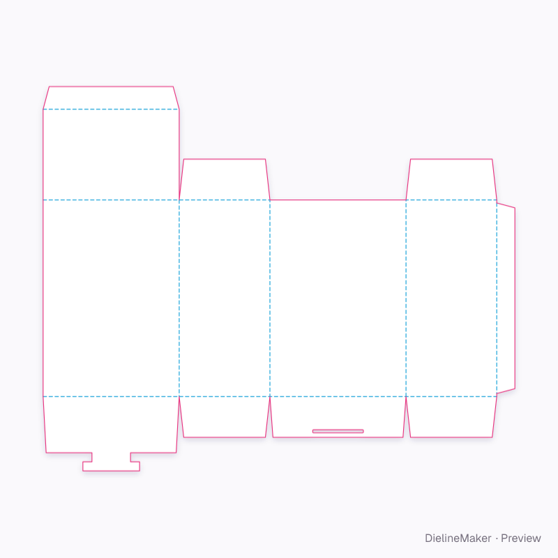 Safety-buckle bottom carton flat dieline