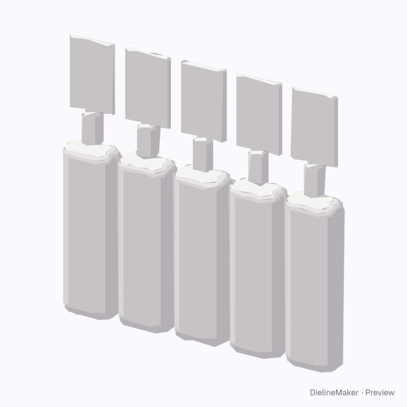 Strip of 5 twist-off ampoules