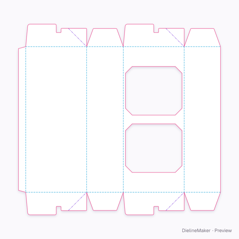 Twin-aperture auto tray flat dieline