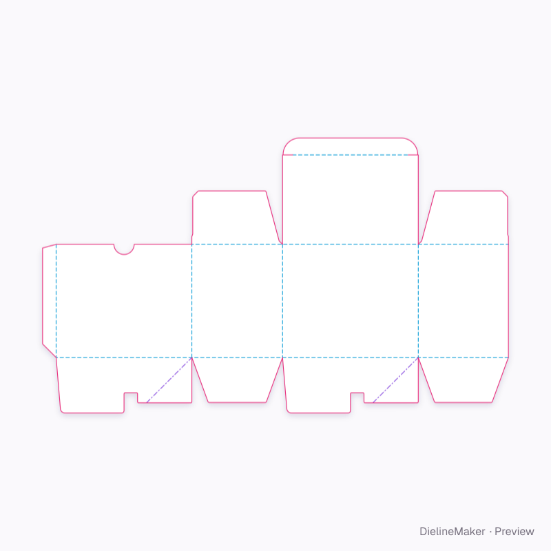 Box with lid, auto bottom flat dieline