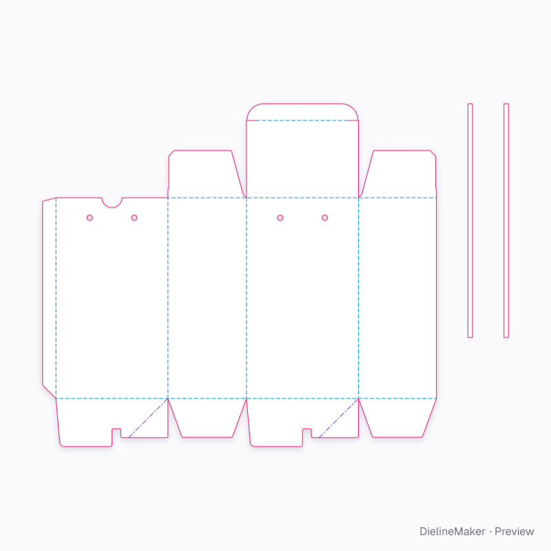 Crash-lock carton with cord handle holes flat dieline