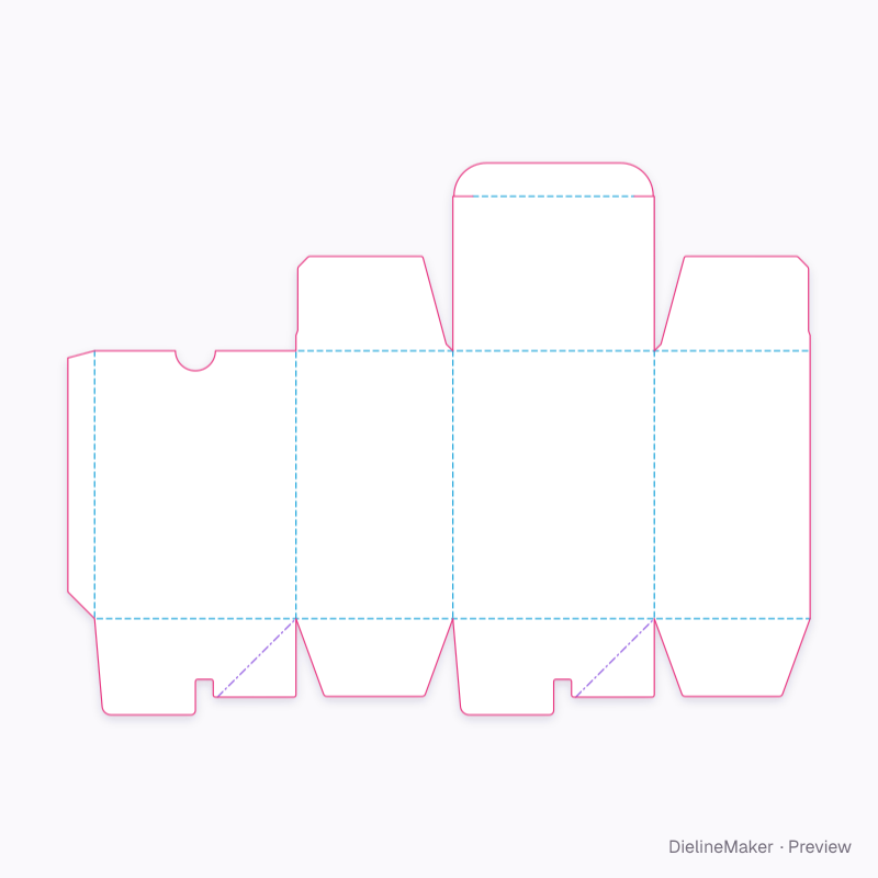 Tuck carton with crash lock glued to the dust flaps flat dieline