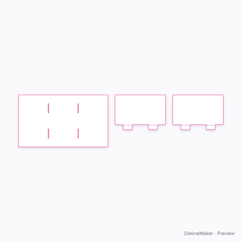 Slotted-base parallel dividers flat dieline