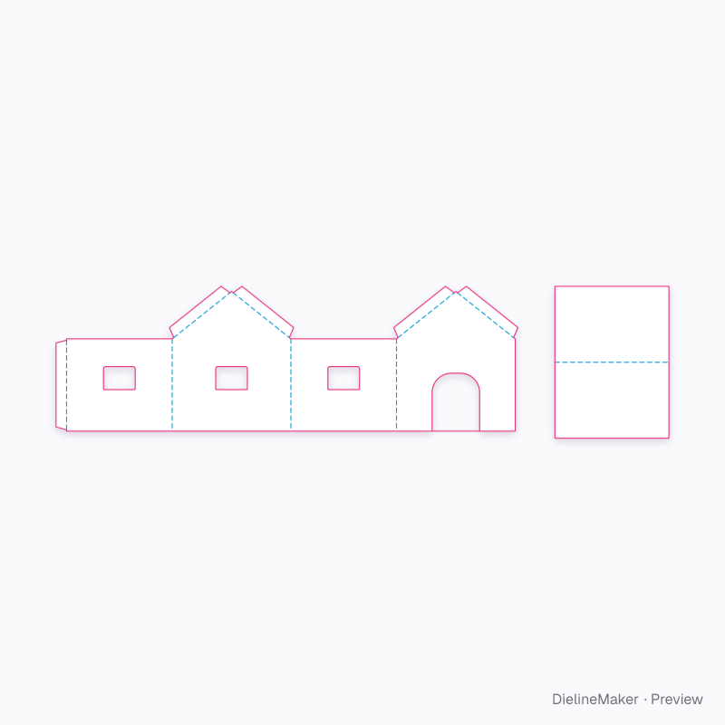 Cardboard cat house flat dieline