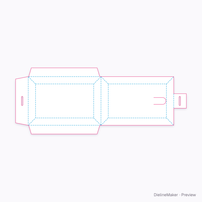 Bevelled wallet with locked flap flat dieline