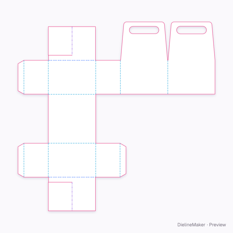 Four juice bottles carrier — Bottle carrier flat dieline