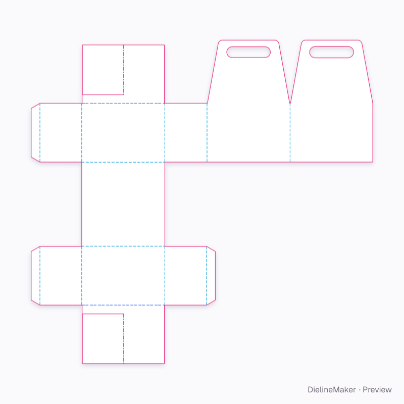Four wide bottles carrier — Bottle carrier flat dieline