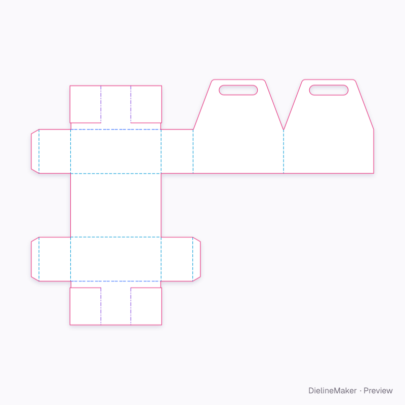 Six juice bottles carrier — Bottle carrier flat dieline