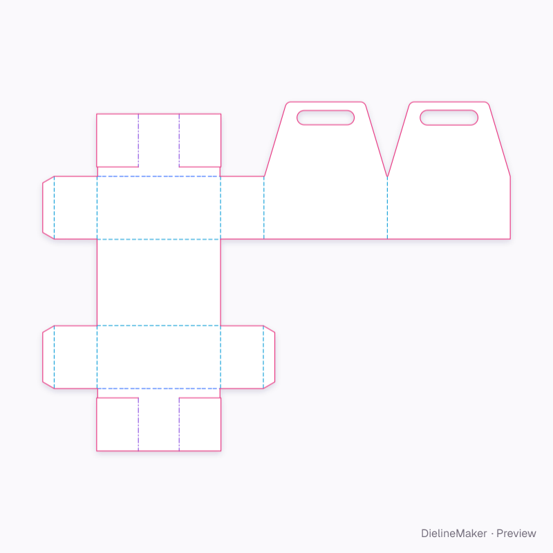 Six sauce bottles carrier — Bottle carrier flat dieline