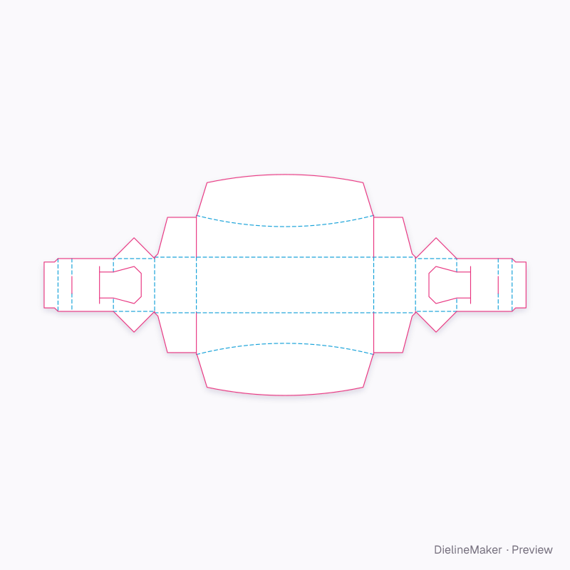 Bottle tray with rounded side walls flat dieline