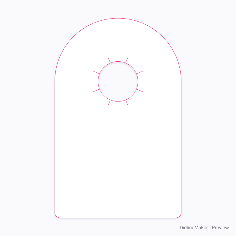 95 × 150 mm carafe neck hanger flat dieline
