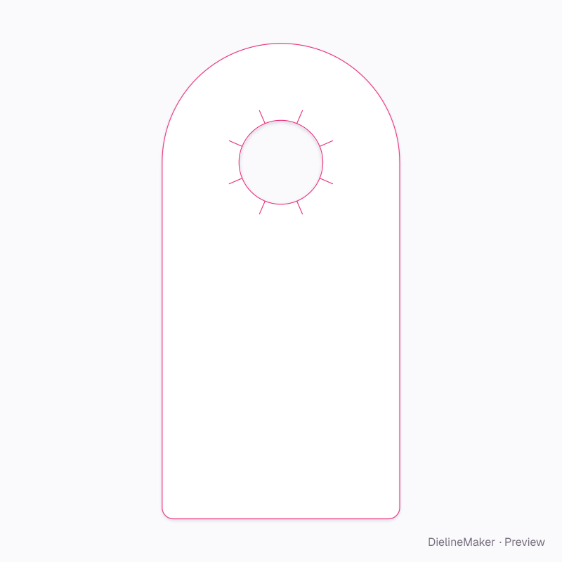 85 × 170 mm bottle neck hanger flat dieline