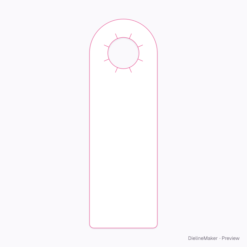 65 × 200 mm bottle promotion hanger flat dieline
