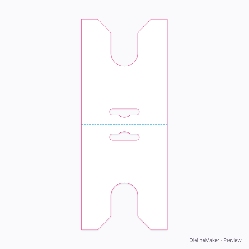 Bottle-profile saddle hang card flat dieline