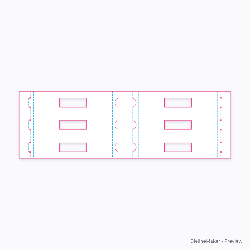 3-bottle window wrap 183×61×232 flat dieline
