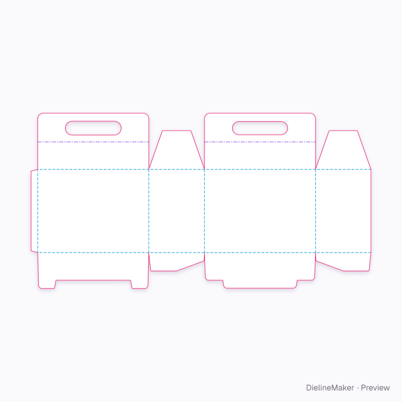 Carton with handle from the main flaps flat dieline