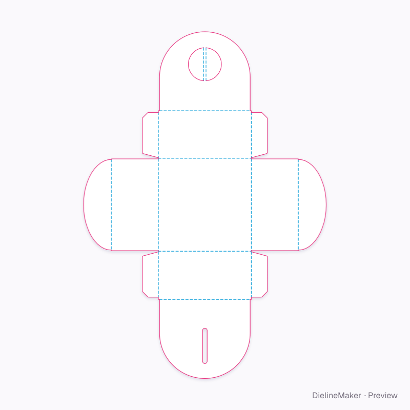 Butterfly-lock box flat dieline