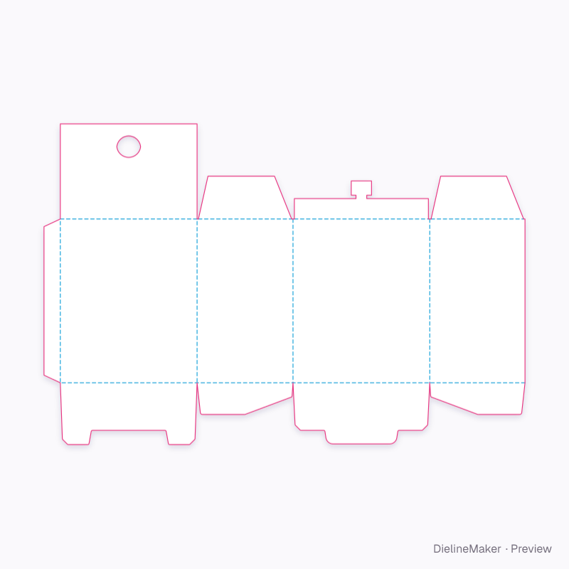Carton with button-tongue top flat dieline