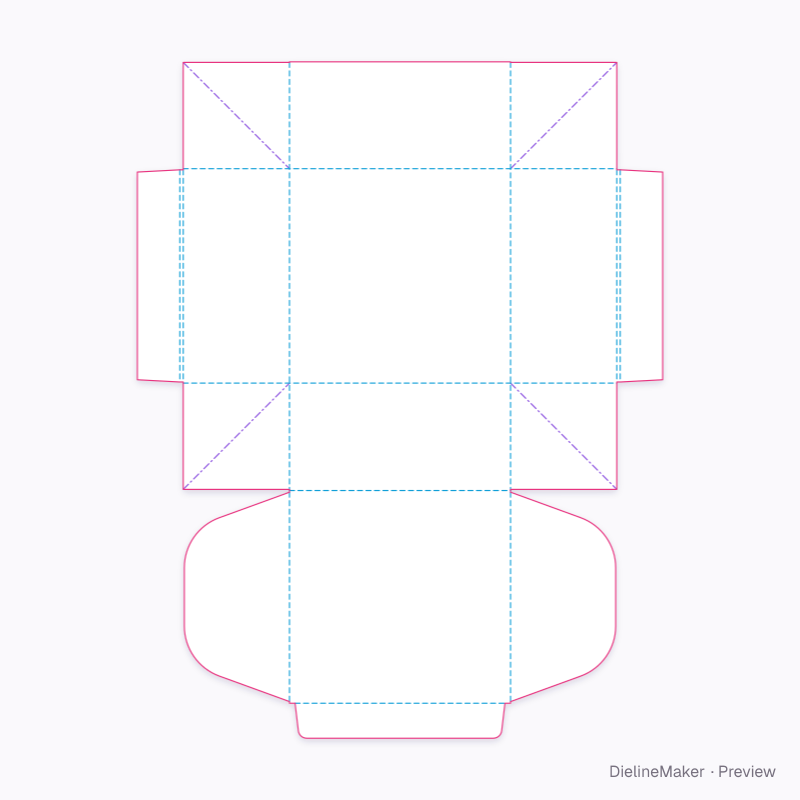 Cake box 12 × 12 × 6 in flat dieline