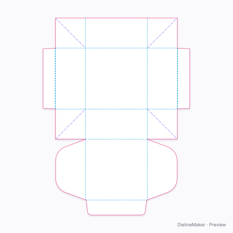 Cake box 8 × 8 × 4 in flat dieline