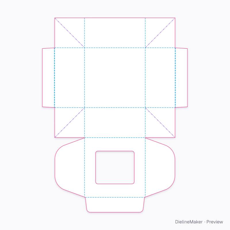 Cupcake box with window flat dieline