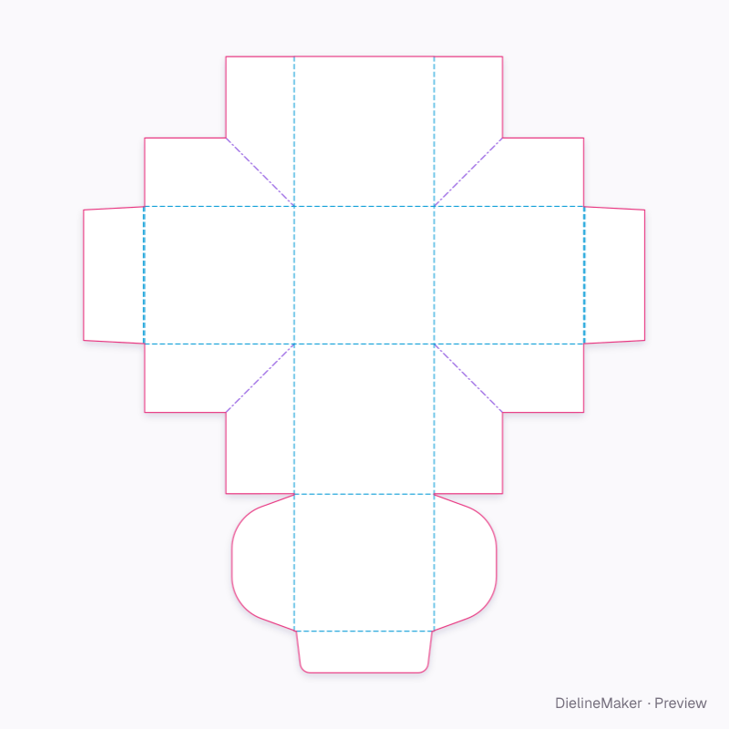 6-inch tall cake box — Cake box flat dieline
