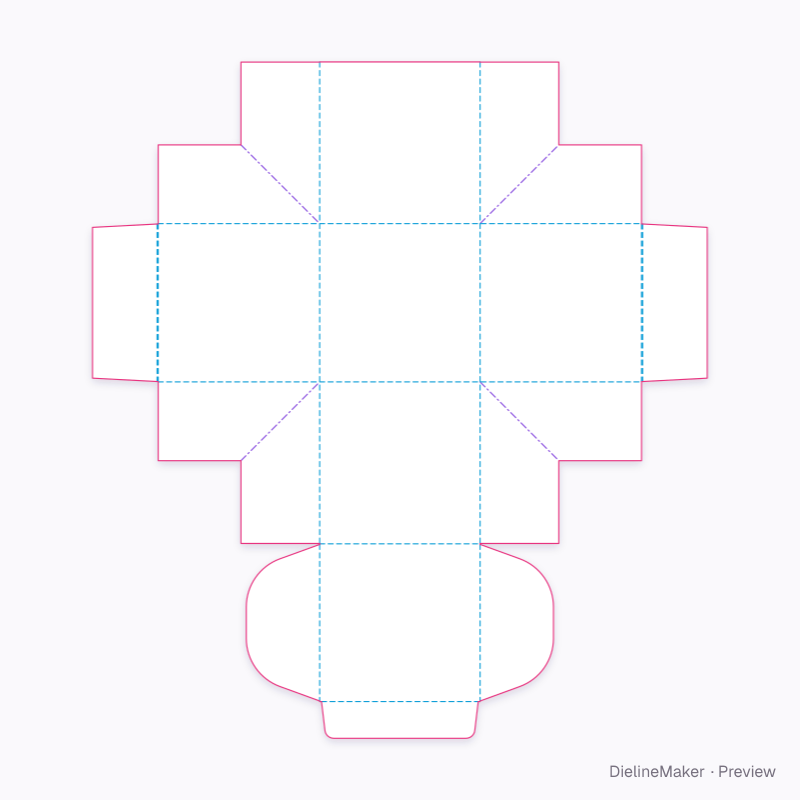 8-inch tall cake box — Cake box flat dieline