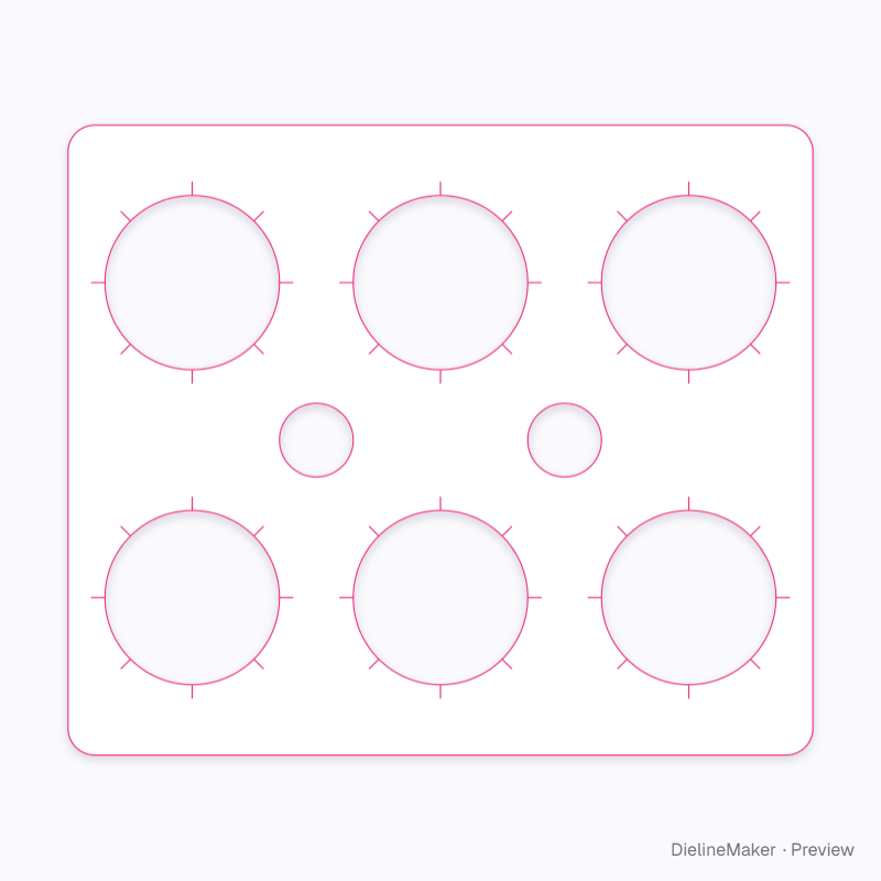 Six-can paperboard collar flat dieline