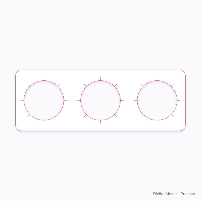 Three-can paperboard collar flat dieline