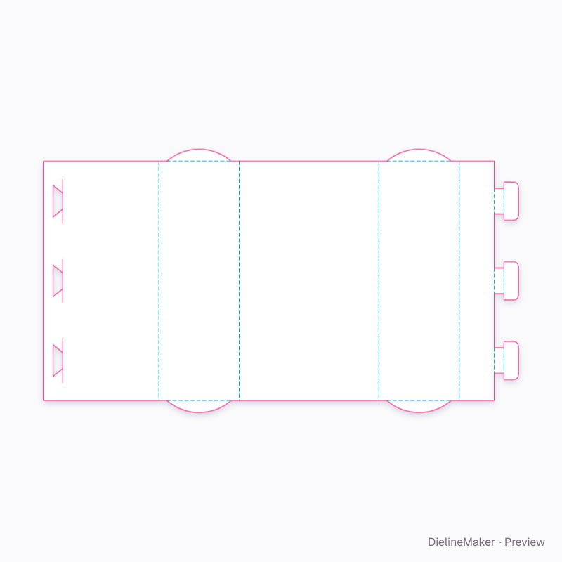 3-can end-tab self-locking wrap 198×66×115 flat dieline