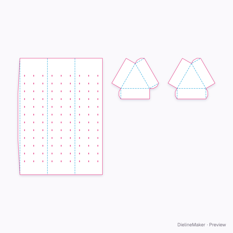 Triangular 360° hook tower flat dieline