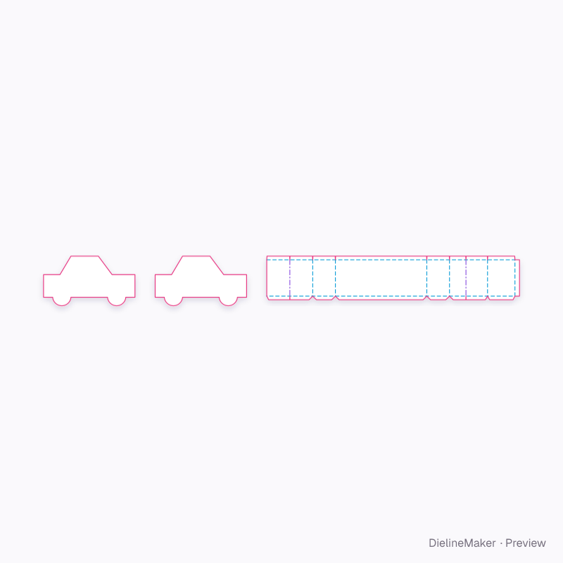 Sedan car gift box flat dieline