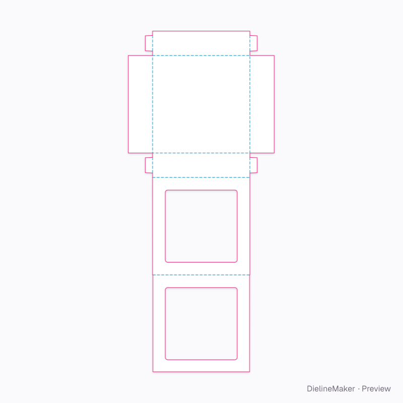 Tray with doubled window lid flat dieline
