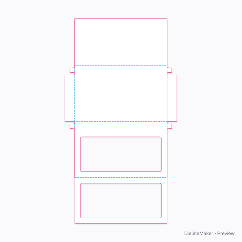 Paint or thread set box with window frame flat dieline