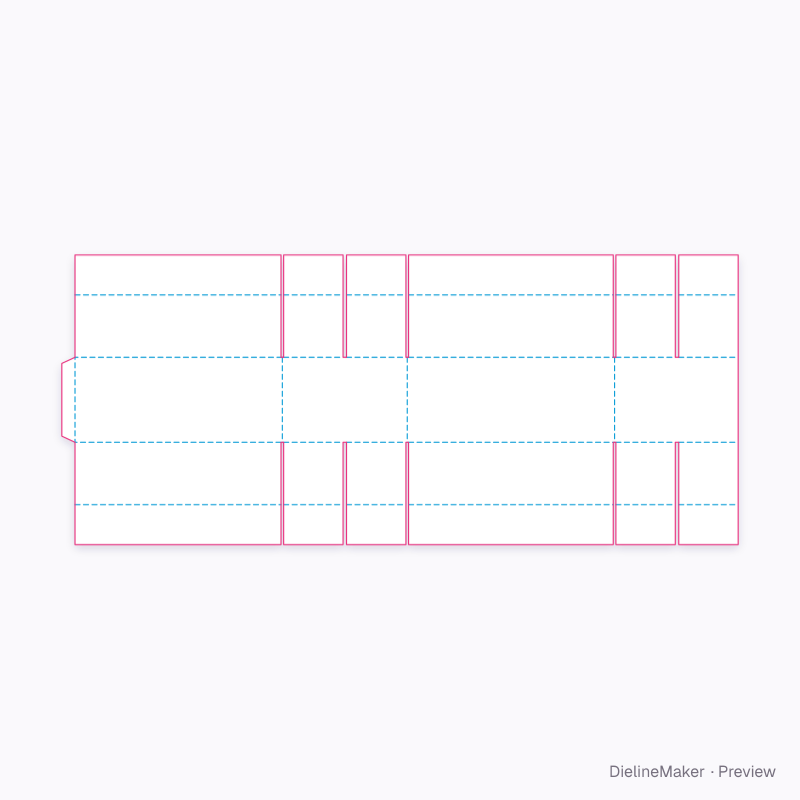 Low divided box 500×300×200 flat dieline