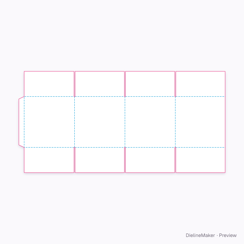 Cube carton 300×300×300 flat dieline