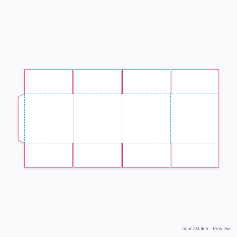 250 mm cube parcel carton — Centre special box flat dieline