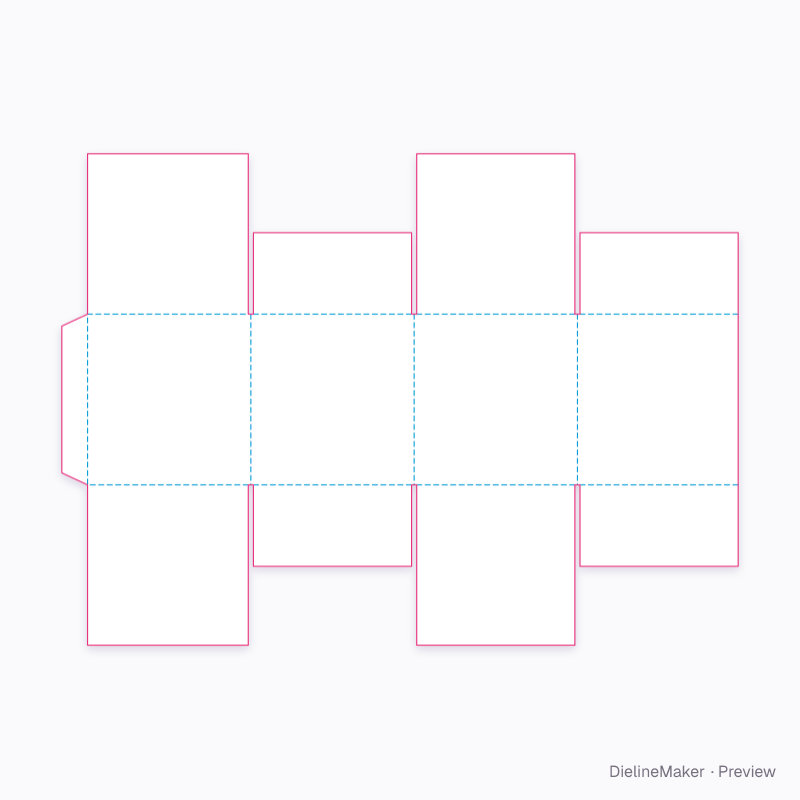 200 mm cube parcel carton — Centre special full overlap box flat dieline