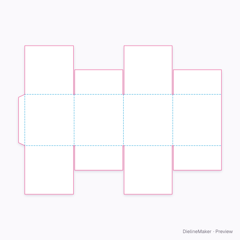 250 mm cube parcel carton — Centre special full overlap box flat dieline