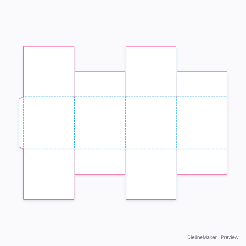 350 mm cube parcel carton — Centre special full overlap box flat dieline