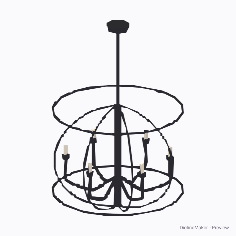 Cage chandelier with drum shades