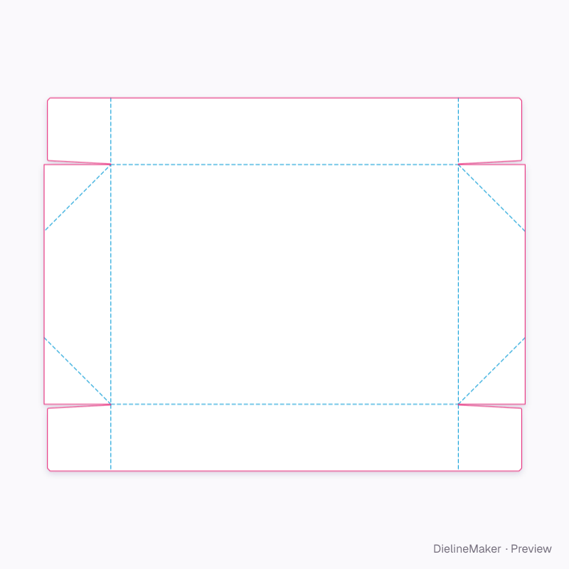 Collapsible glued-corner trays flat dieline