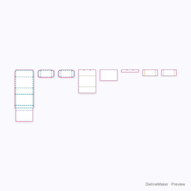 Collapsible shoe box flat dieline