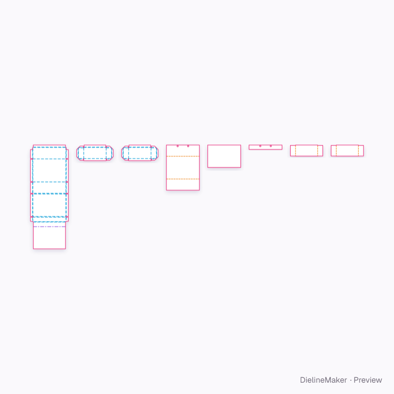 Collapsible magnetic box flat dieline