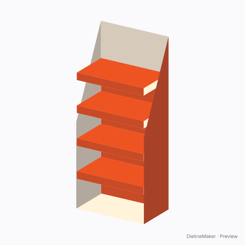Four-shelf floor display