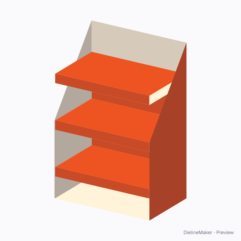 Display with continuously connected shelves