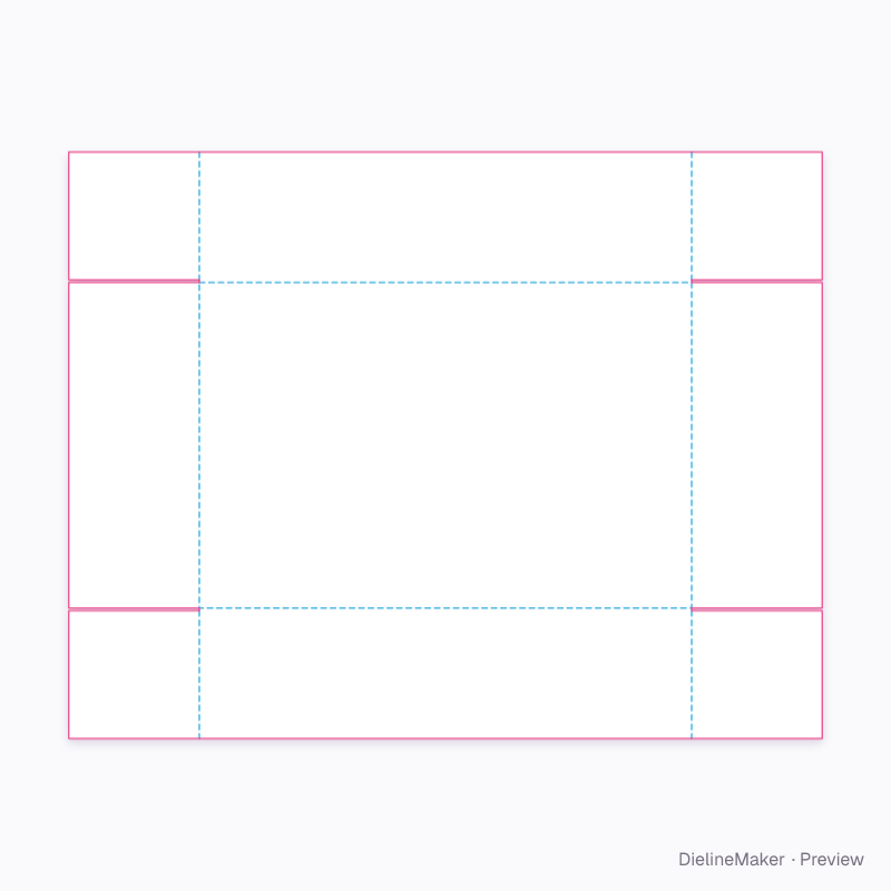 Glued-corner tray flat dieline