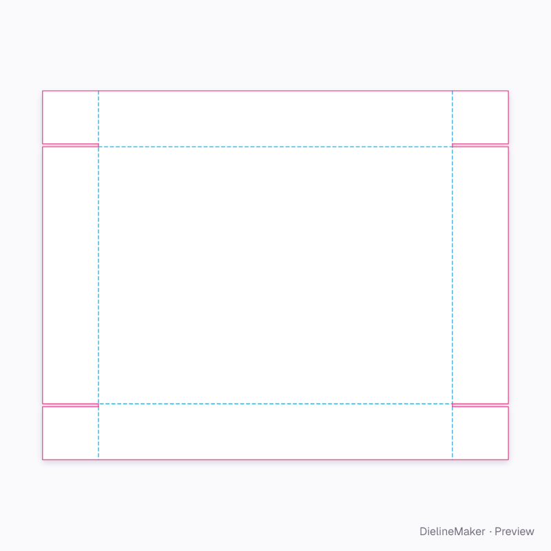 Tray insert, flaps on the sides 380×280×60 flat dieline